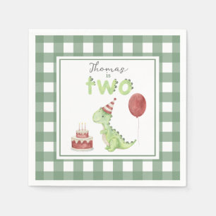Watercolor Dinosaur 2nd birthday Napkins