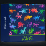 Watercolor Dinosaur Alphabet Colorful Dino Kids 3 Ring Binder<br><div class="desc">Watercolor Dinosaur Alphabet Colorful Dino Kids Pattern. Dinosaur for each letter of the alphabet in a colorful watercolor silhouette. Personalize with name.</div>