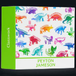 Watercolor Dinosaur Alphabet Colorful Dino Kids 3 Ring Binder<br><div class="desc">Watercolor Dinosaur Alphabet Colorful Dino Kids Pattern. Dinosaur for each letter of the alphabet in a colorful watercolor silhouette. Personalize with name.</div>