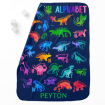 Watercolor Dinosaur Alphabet Colorful Dino Kids Baby Blanket