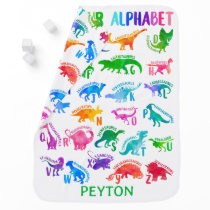 Watercolor Dinosaur Alphabet Colorful Dino Kids Baby Blanket