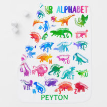 Watercolor Dinosaur Alphabet Colorful Dino Kids Baby Blanket