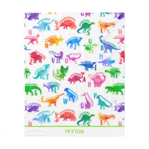 Watercolor Dinosaur Alphabet Colorful Dino Kids Fleece Blanket