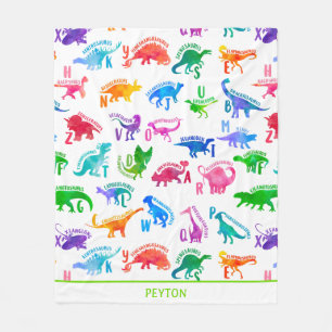 Watercolor Dinosaur Alphabet Colorful Dino Kids Fleece Blanket