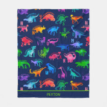 Watercolor Dinosaur Alphabet Colorful Dino Kids Fleece Blanket