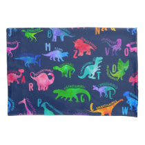 Watercolor Dinosaur Alphabet Colorful Dino Kids Pillow Case
