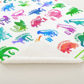 Watercolor Dinosaur Alphabet Colorful Dino Kids Sherpa Blanket (3/4)