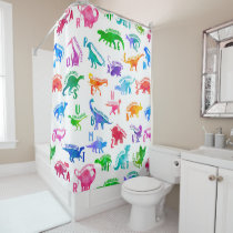 Watercolor Dinosaur Alphabet Colorful Dino Kids Shower Curtain