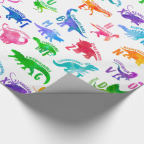 Watercolor Dinosaur Alphabet Colorful Dino Kids Wrapping Paper