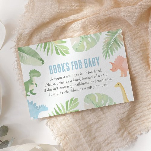 Watercolor Dinosaur Baby Shower Books for Baby Enclosure Card