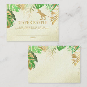 Watercolor Dinosaur Baby Shower Diaper Raffle Card
