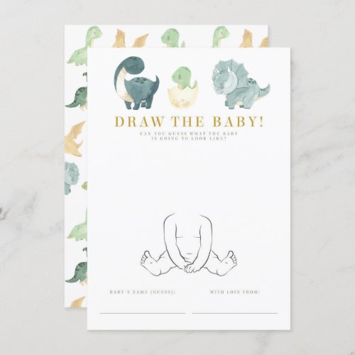 Watercolor Dinosaur Baby Shower Game Enclosure Card