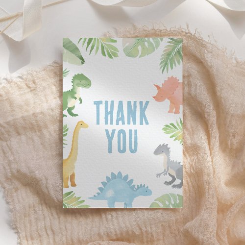 Watercolor Dinosaur Baby Shower Thank You Card
