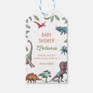 Watercolor dinosaur baby shower thank youGift Tag