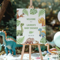 Watercolor Dinosaur Baby Shower Welcome Sign