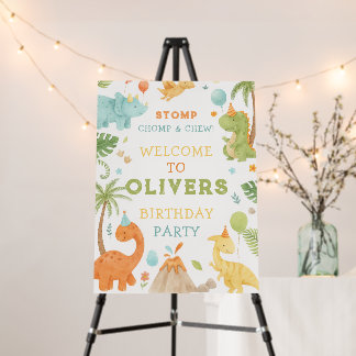 Watercolor Dinosaur Birthday Foam Board Poster