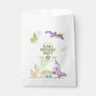 Watercolor Dinosaur Birthday Invites Favor Bag