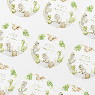Watercolor Dinosaur Birthday Party Classic Round Sticker