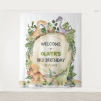 Watercolor Dinosaur Boys Birthday Welcome Party