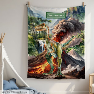 Watercolor Dinosaur Custom Boys Birthday Gift  Fleece Blanket
