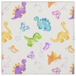 Watercolor Dinosaur Cute Dino Butterfly Baby Girl Fabric