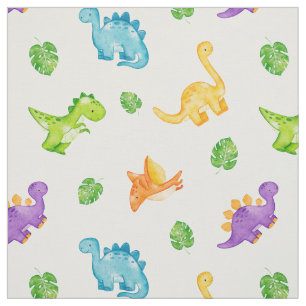 Watercolor Dinosaur Dino Neutral Baby Boy Girl Fabric