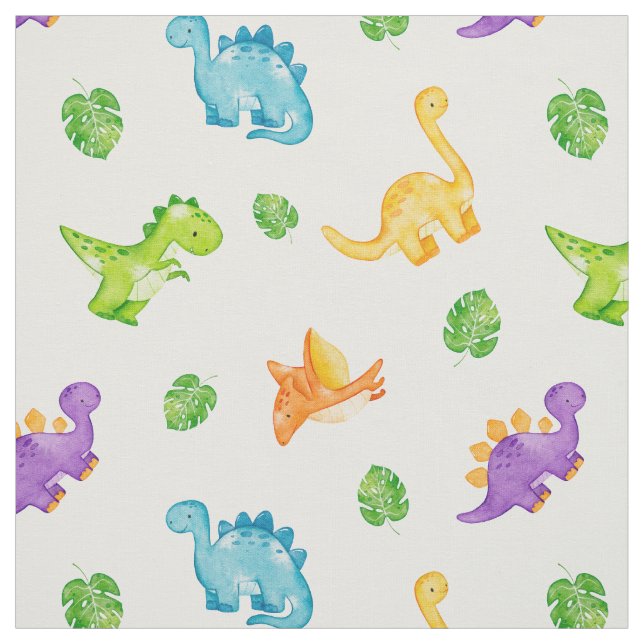 Watercolor Dinosaur Dino Neutral Baby Boy Girl Fabric (Swatch)