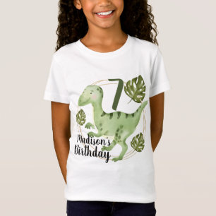 Watercolor Dinosaur Faux Glitter Birthday Party  T-Shirt