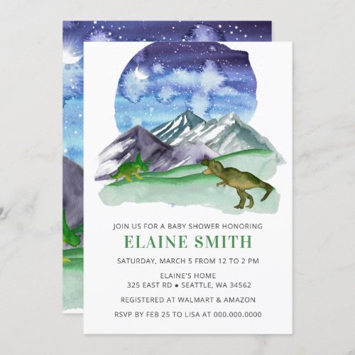 Watercolor Dinosaur Gender Neutral Baby Shower  Invitation