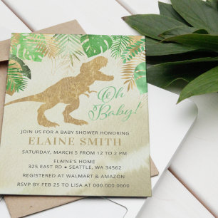 Watercolor Dinosaur Gender Neutral Baby Shower Invitation