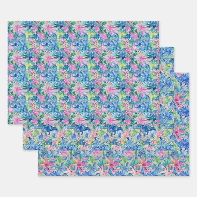Watercolor Dinosaur Gift Wrap, Kids Dino Wrapping  Paper Sheets (Set)