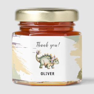 Watercolor Dinosaur Kids Birthday Thank You Honey Jar Favors