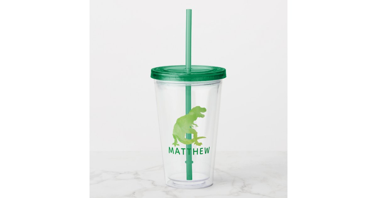 Kids Dinosaur Personalized Tumbler Cup With Straw and Lid