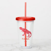 Watercolor Dinosaur Kids Personalized Red Dino Acrylic Tumbler
