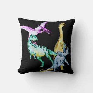 Watercolor Dinosaur Kids Throw Pillow