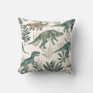 Watercolor Dinosaur Nursery Kids Accent Pillow