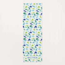 Watercolor Dinosaur Pattern Personalized Kids Yoga Mat
