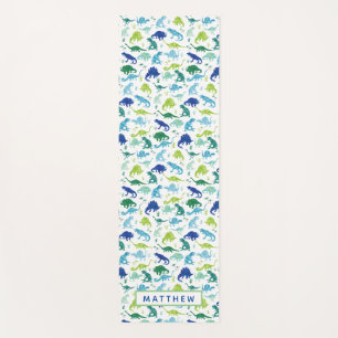 Watercolor Dinosaur Pattern Personalized Kids Yoga Mat