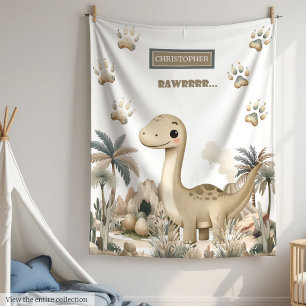 Watercolor Dinosaur Personalized Boy Baby Shower  Blanket