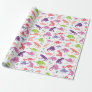 Watercolor Dinosaur Silhouette Purple Pink Kids Wrapping Paper