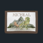 Watercolor Dinosaur T-Rex Tyrannosaurus name   Trifold Wallet<br><div class="desc">This design may be personalized in the area provided by changing the photo and/or text. Or it can be customized by clicking Personalize this Template and then choosing the click to customize further option and delete or change the color of the background, add text, change the text color or style,...</div>