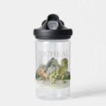 Watercolor Dinosaur T-Rex Tyrannosaurus name    Water Bottle<br><div class="desc">This design may be personalized in the area provided by changing the photo and/or text. Or it can be customized by clicking Personalize this Template and then choosing the click to customize further option and delete or change the color of the background, add text, change the text color or style,...</div>