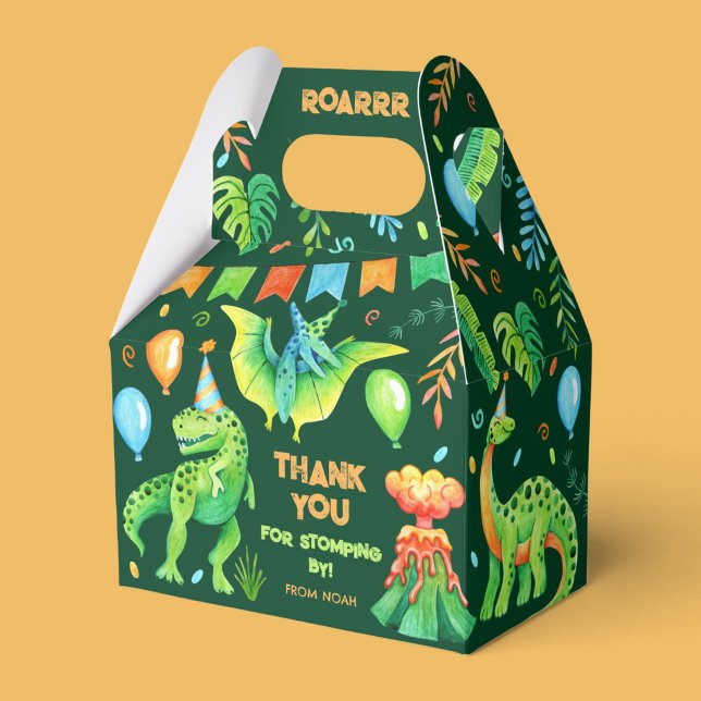 Watercolor Dinosaurs Boy's Birthday Dino Party Favor Boxes (Happy Watercolor Dinosaurs Boy's Birthday Favor Boxes)