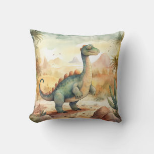 Watercolor Dinosaurs for a Kid's Room Throw Pillow