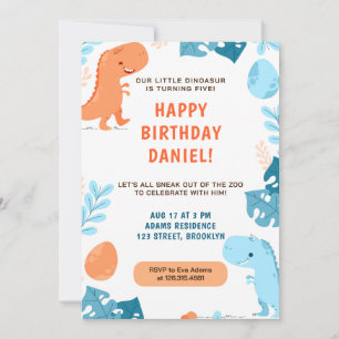 Watercolor Dinosaurs Nature Botanical Birthday  Invitation