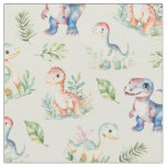 Watercolor Dinosaurs on Grayish Yellow Fabric