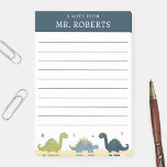 Watercolor Dinosaurs Science Teacher Post-it Notes<br><div class="desc">Dinosaur themed science teacher post it notes with name template on a blue background. A cute personalized writing paper pad that is lined and features watercolor stars, triceratops, stegosaurus, and brachiosaurus. This dino themed sticky note pad would make a thoughtful teacher appreciation gift or fun back to school stationery for...</div>