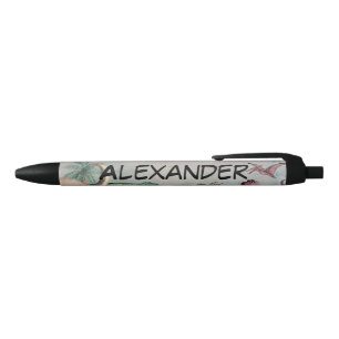 Watercolor Dinosaurs T-Rex Dinos Boys Name Pen