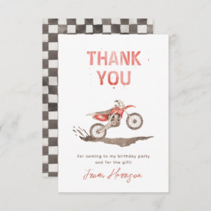 Watercolor Dirt Bike Party Thank You Cards