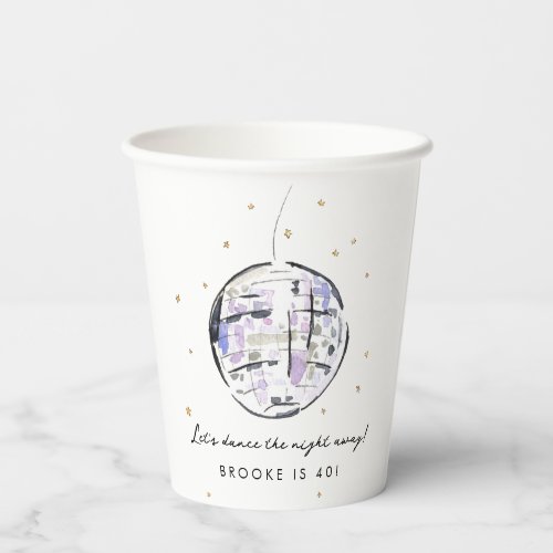 Watercolor Disco Ball Birthday Party Paper Cups